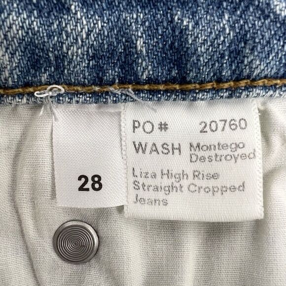 Reformation Liza High Rise Straight Cropped Jeans Montego Destroyed Size 28 - Picture 8 of 10